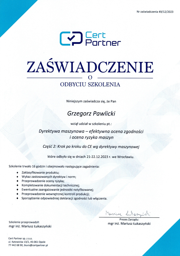 dyrektywa maszynowa analiza ryzyka